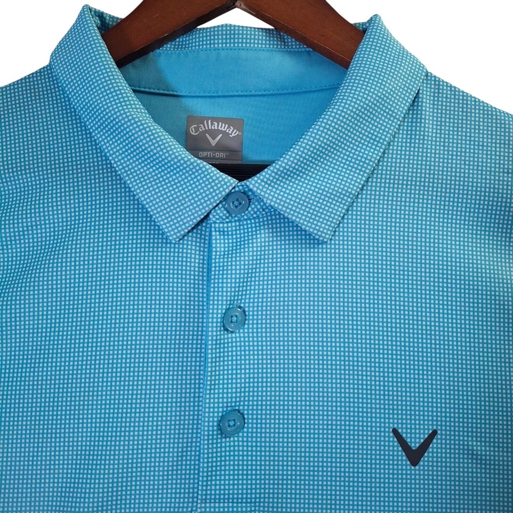 Callaway Polo Shirt Men's 2XL Blue Geometric Pattern Wicking Stretch Performance